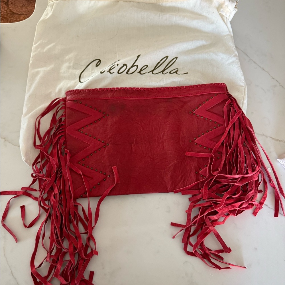 Cleobella Red Fringe Clutch